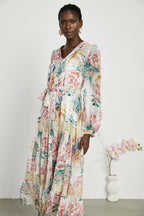 Zoë dantel desenli midi elbise