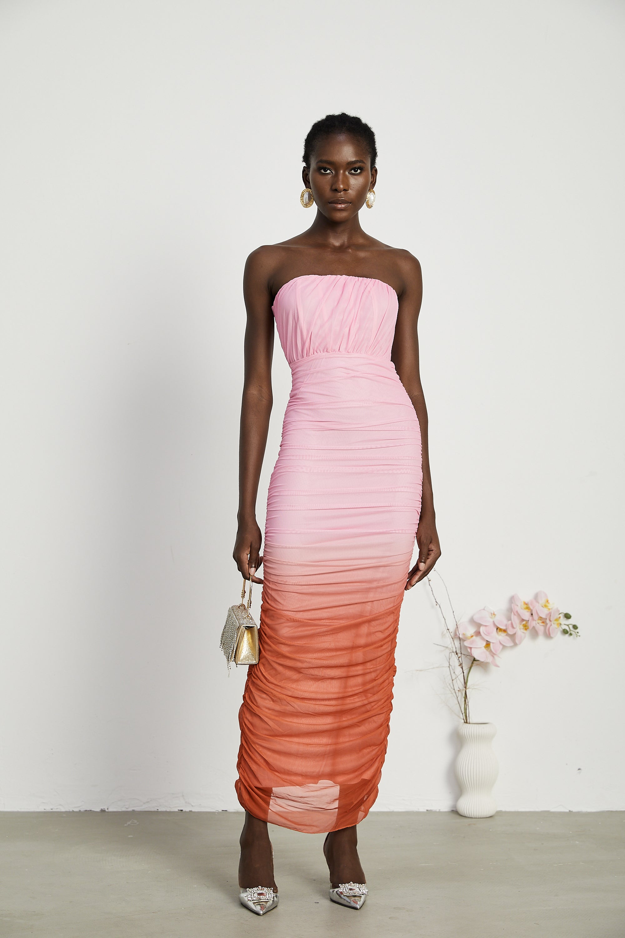 Marjolaine pileli midi elbise