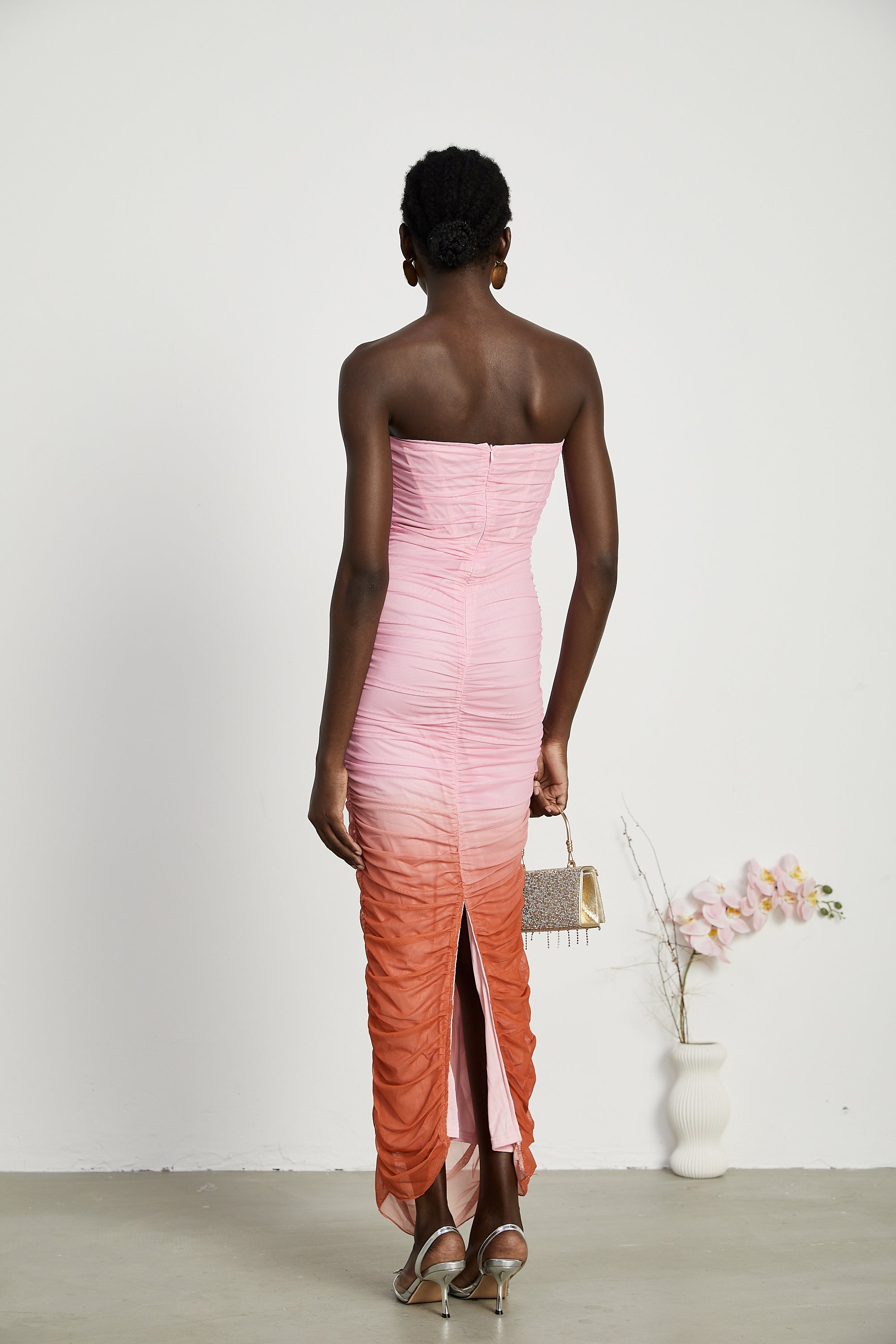 Marjolaine pileli midi elbise