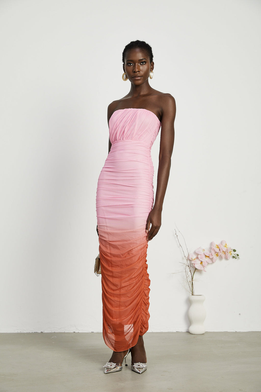 Marjolaine pileli midi elbise