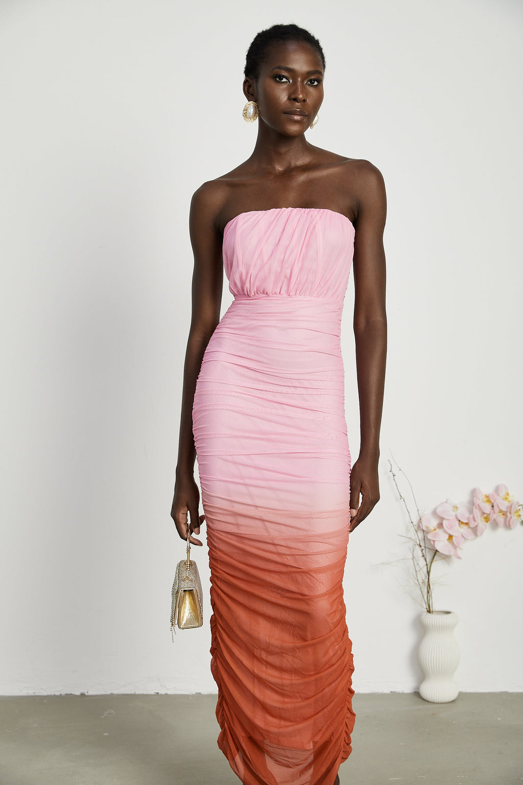 Marjolaine pileli midi elbise