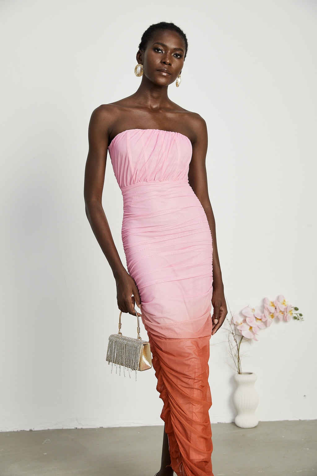 Marjolaine pileli midi elbise