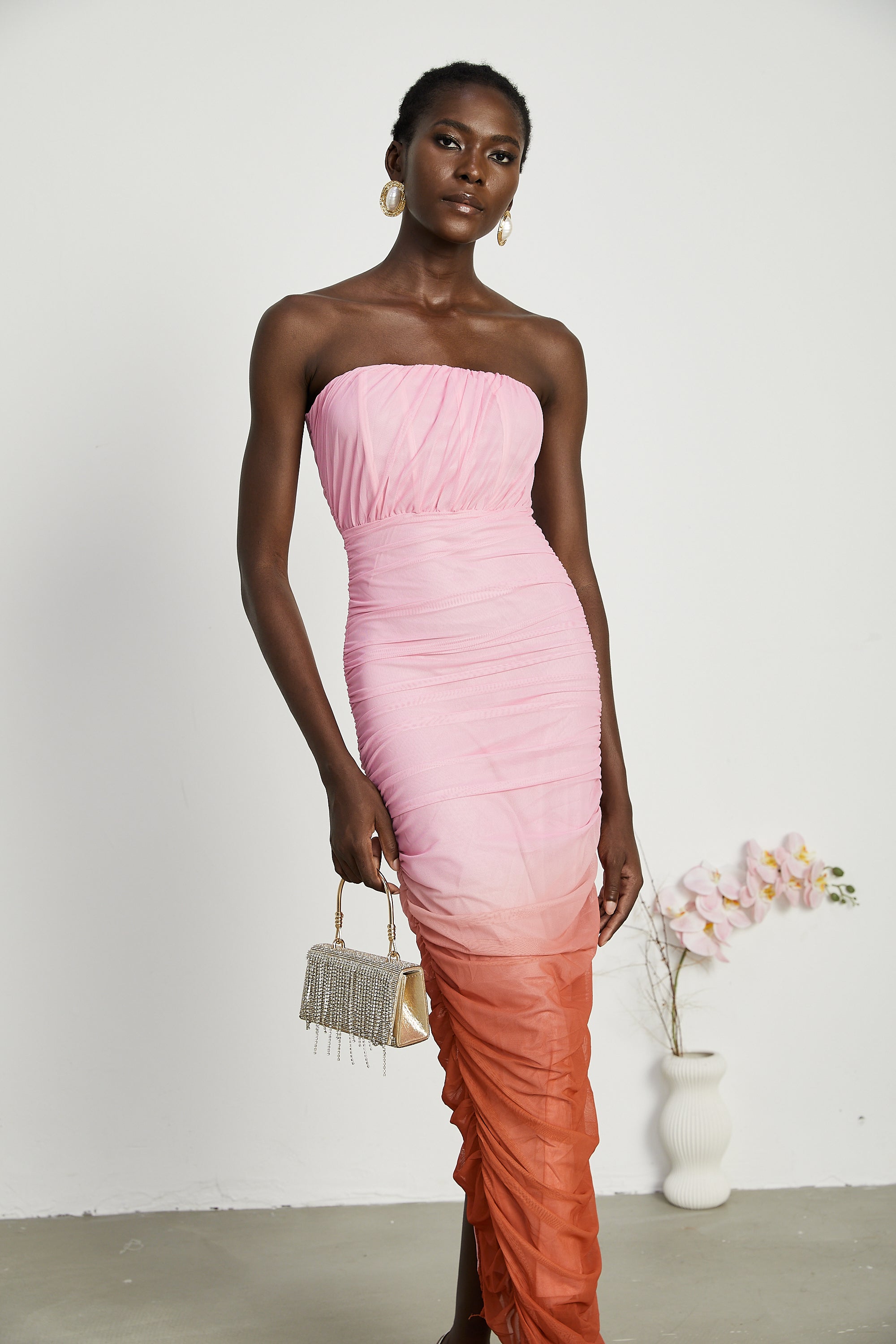 Marjolaine pileli midi elbise