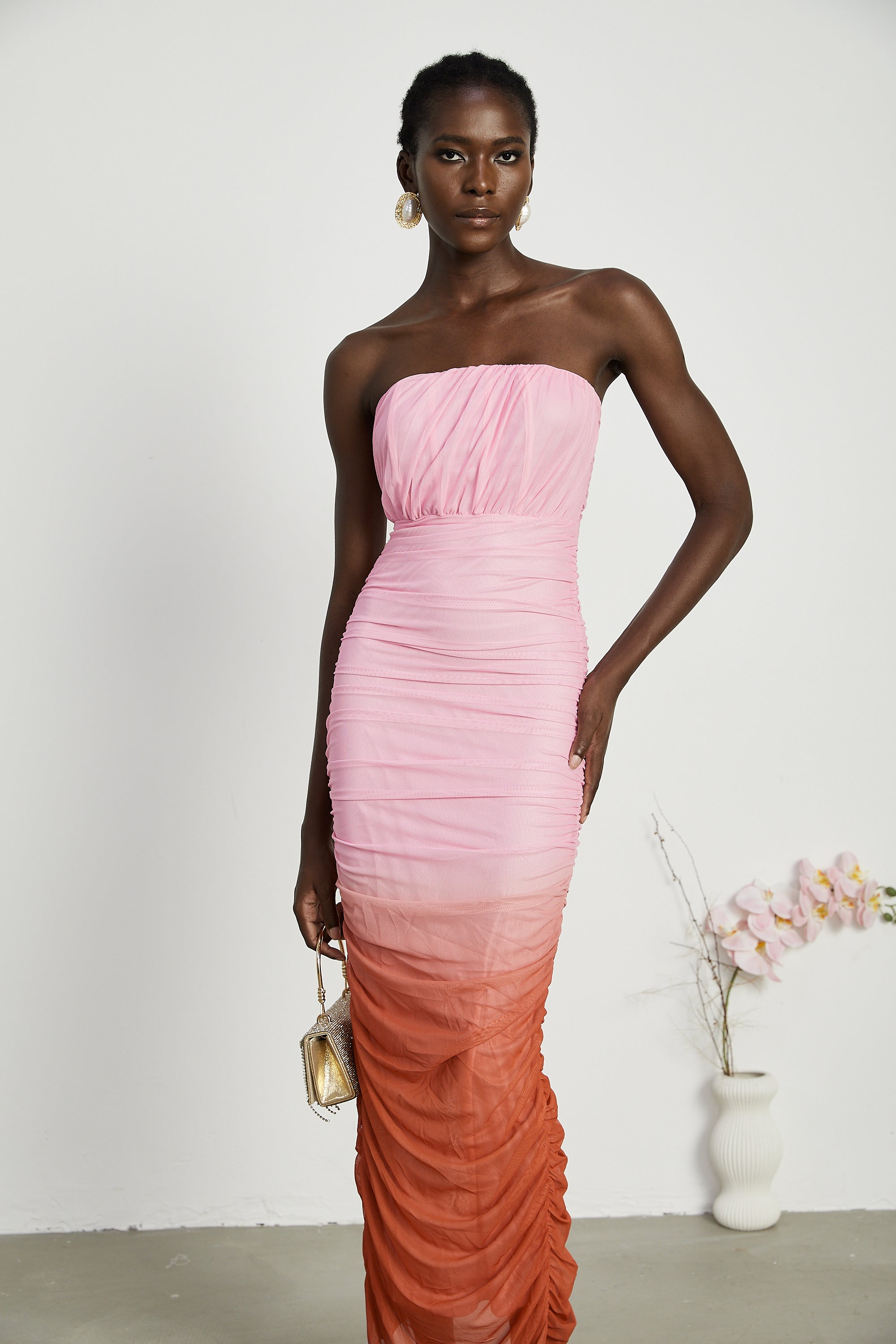 Marjolaine pileli midi elbise