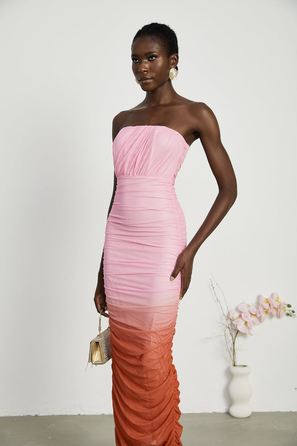 Marjolaine pileli midi elbise