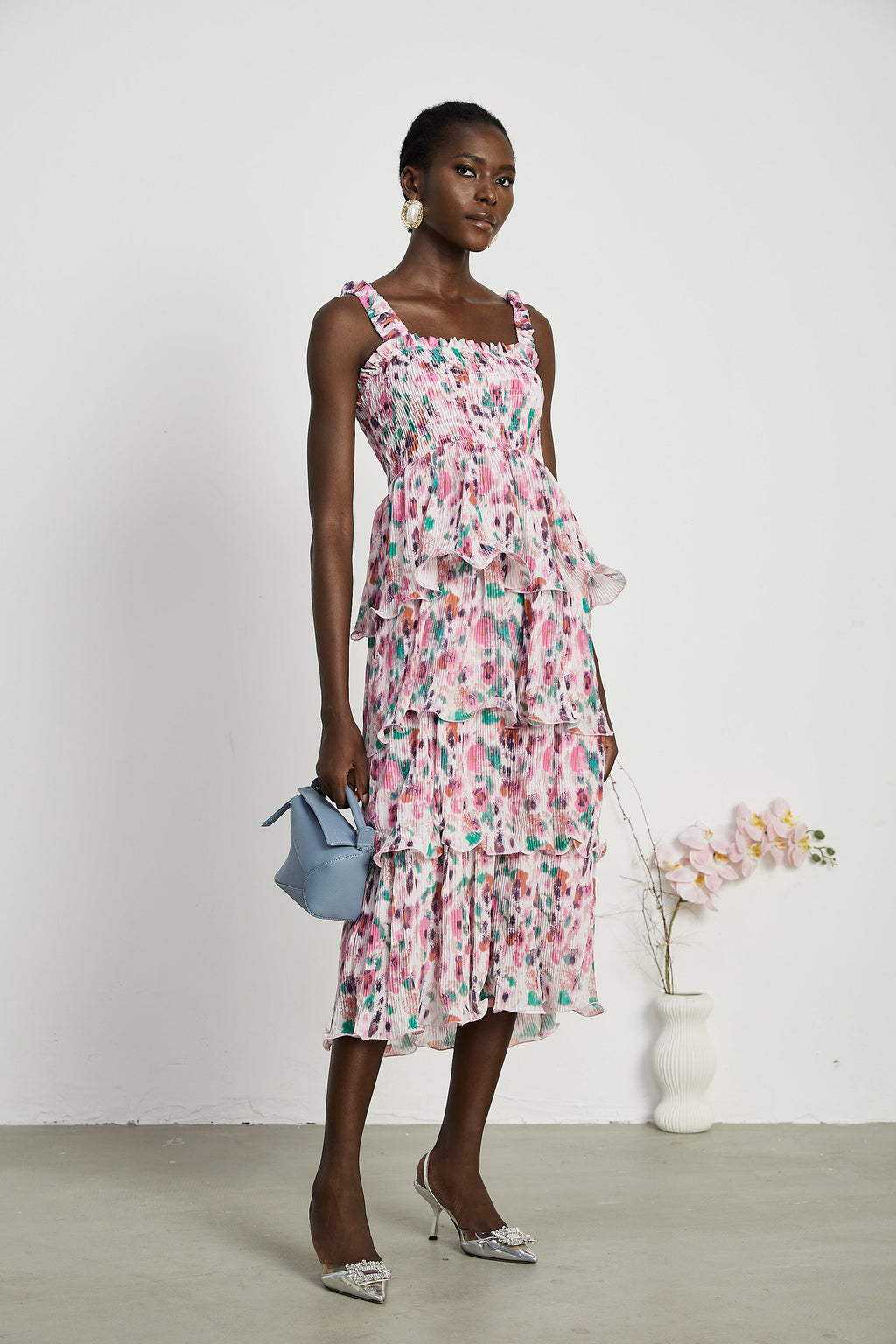 Coline katman midi elbise