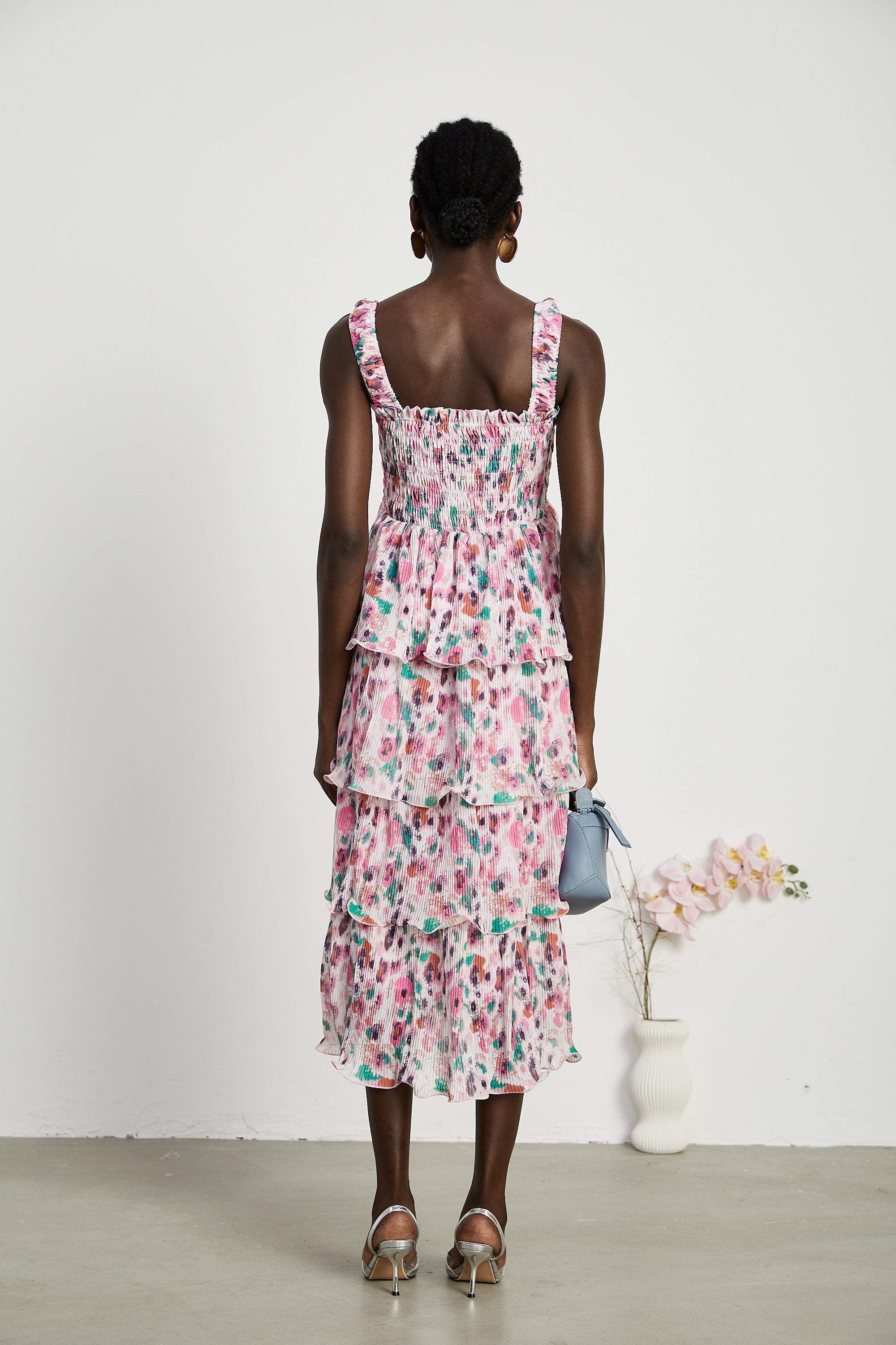 Coline katman midi elbise