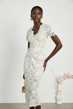 Kalena dantel midi elbise