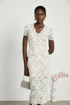 Kalena dantel midi elbise