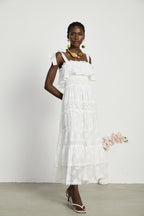 Roselinee dantel midi elbise