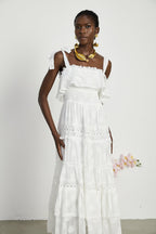 Roselinee dantel midi elbise