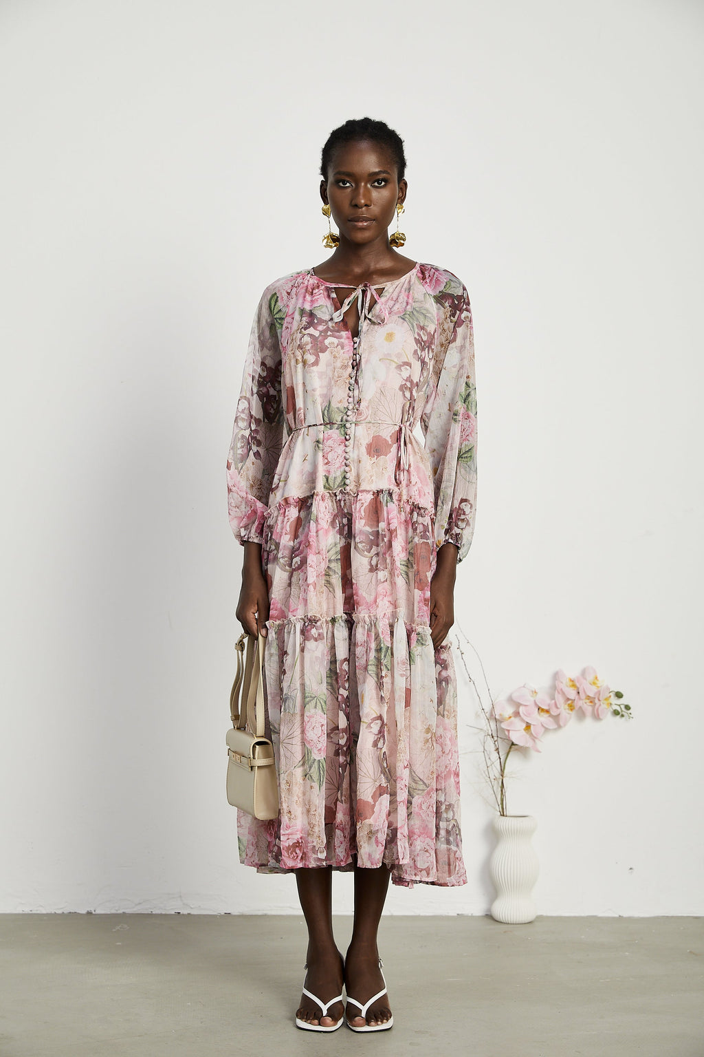 Thérèse pileli midi elbise