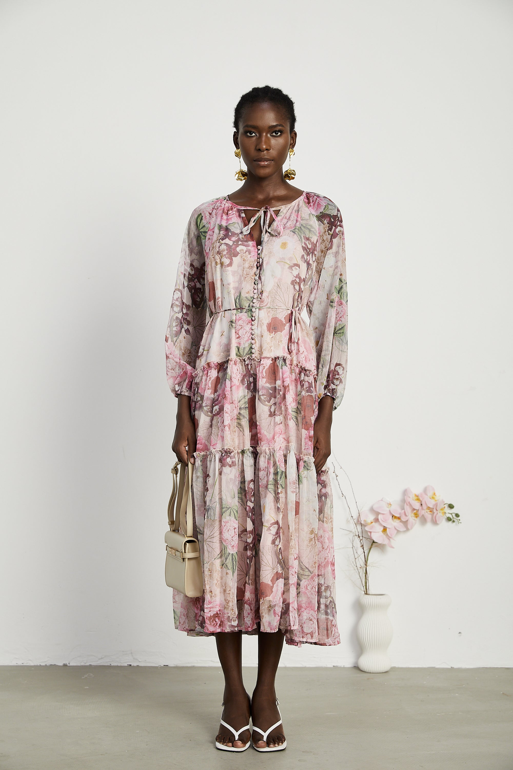 Thérèse pileli midi elbise