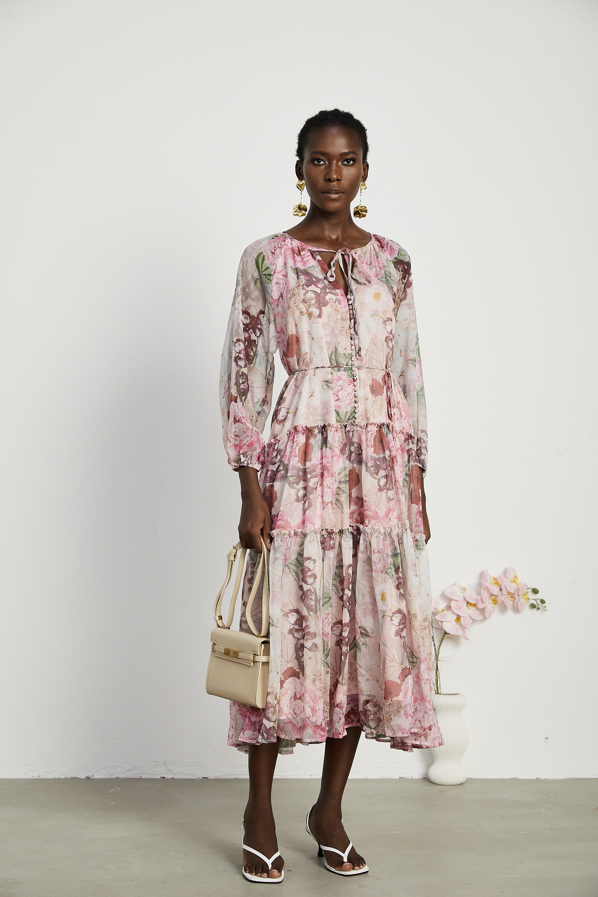 Thérèse pileli midi elbise