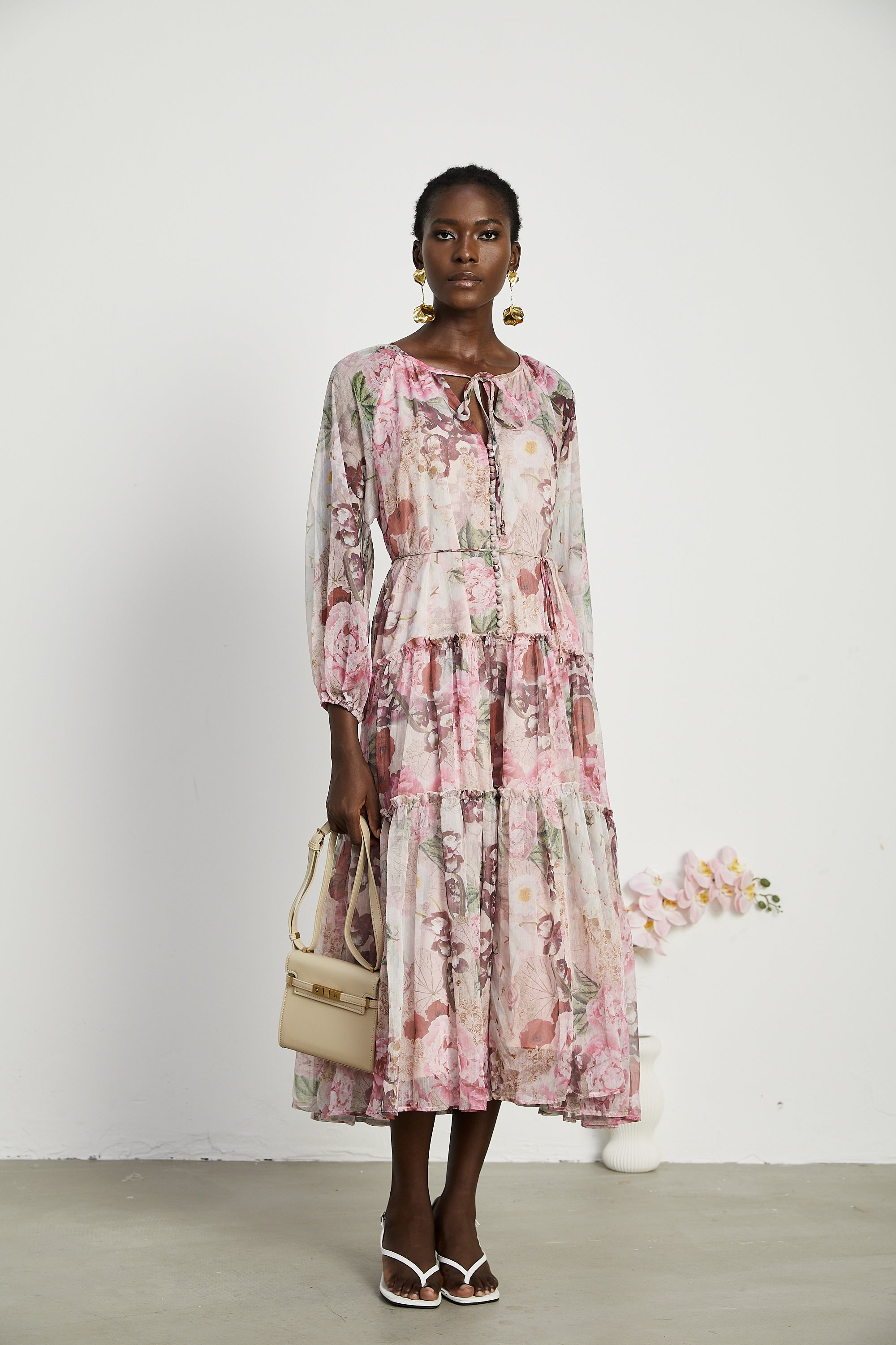 Thérèse pileli midi elbise