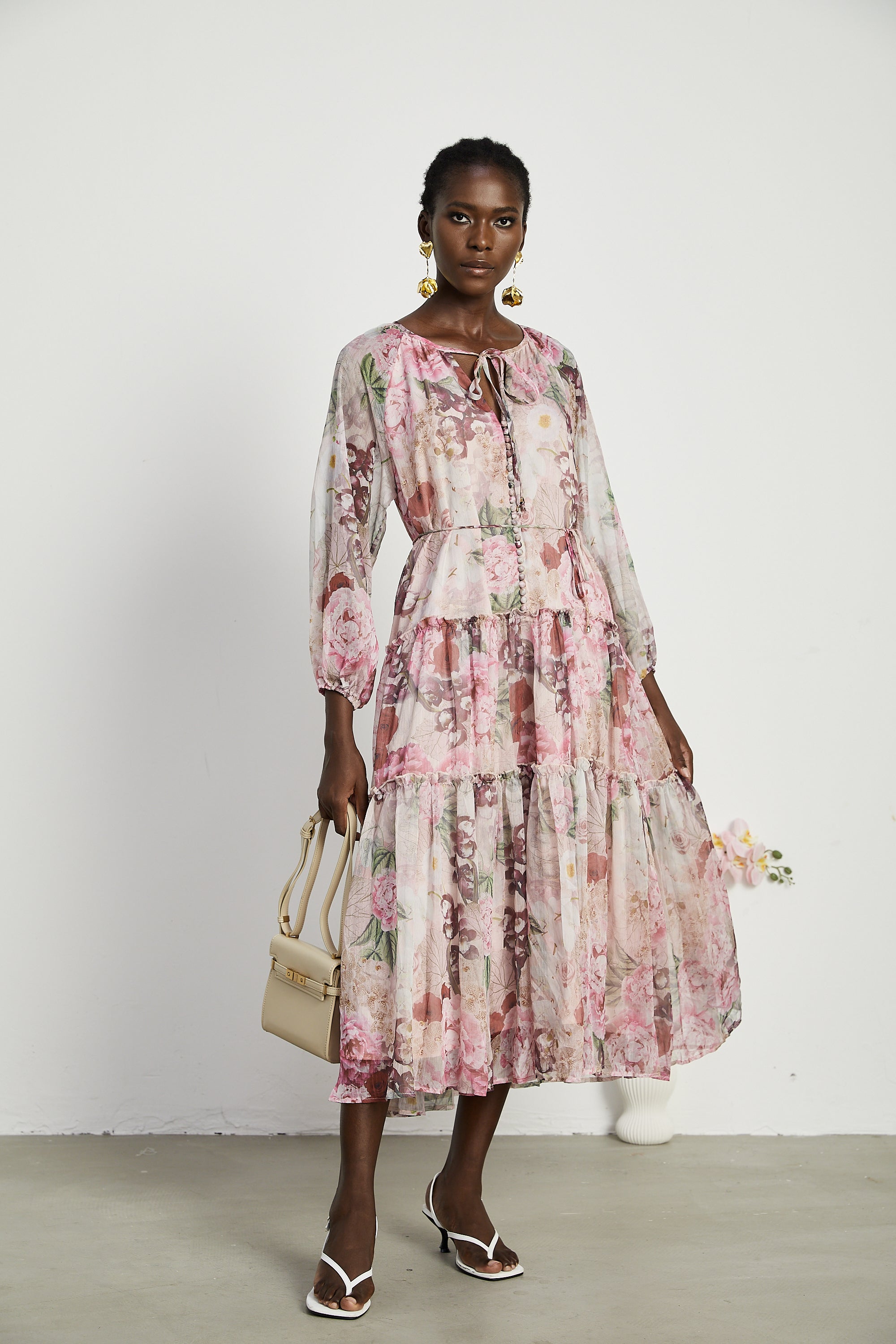 Thérèse pileli midi elbise