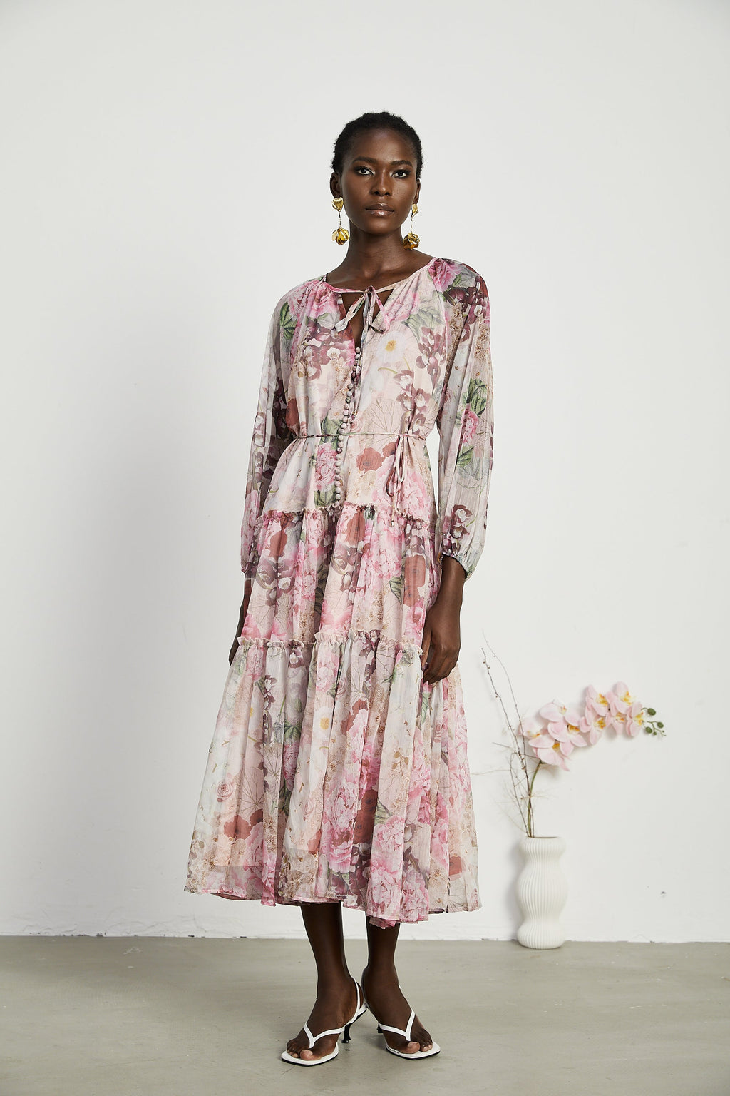 Thérèse pileli midi elbise