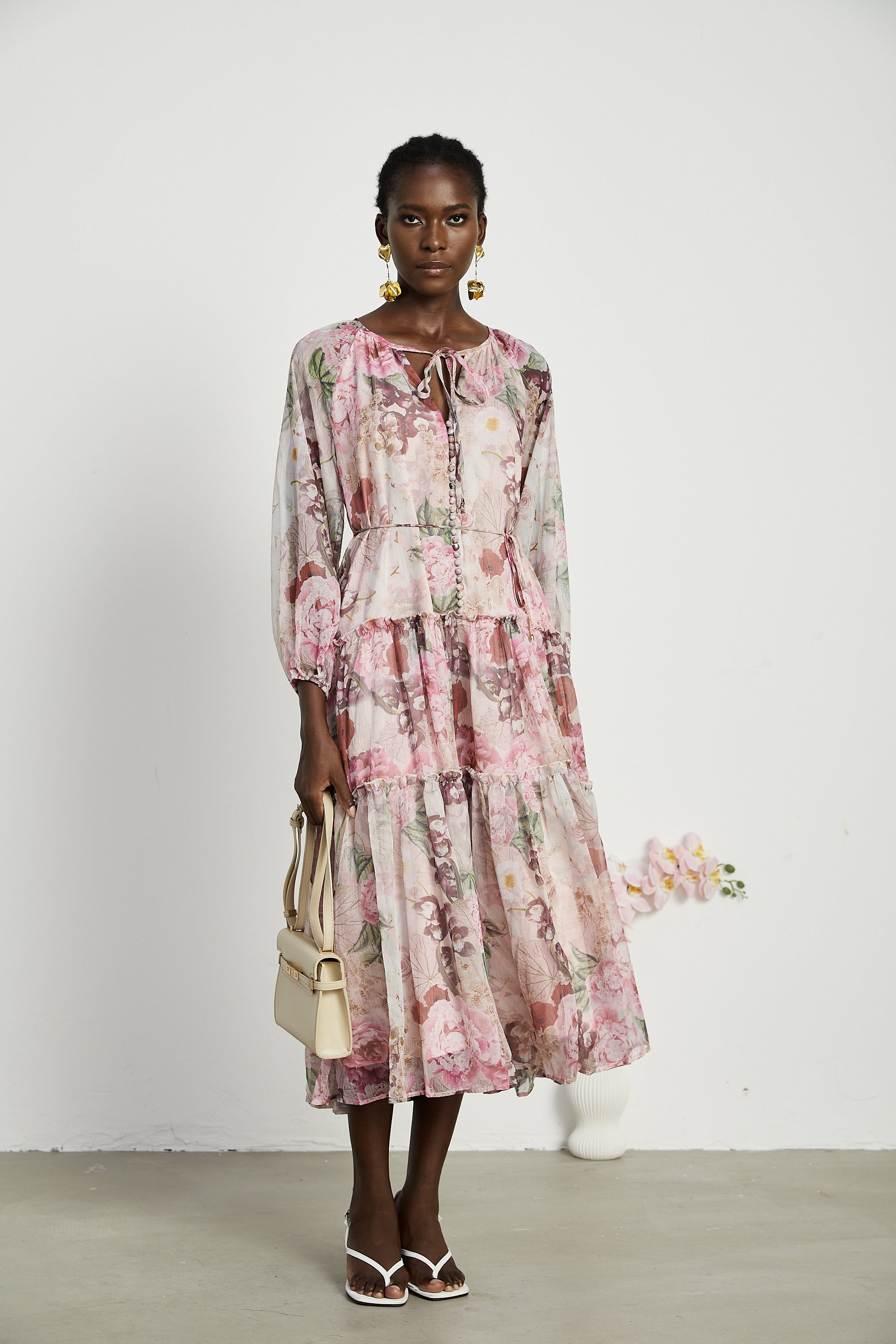 Thérèse pileli midi elbise