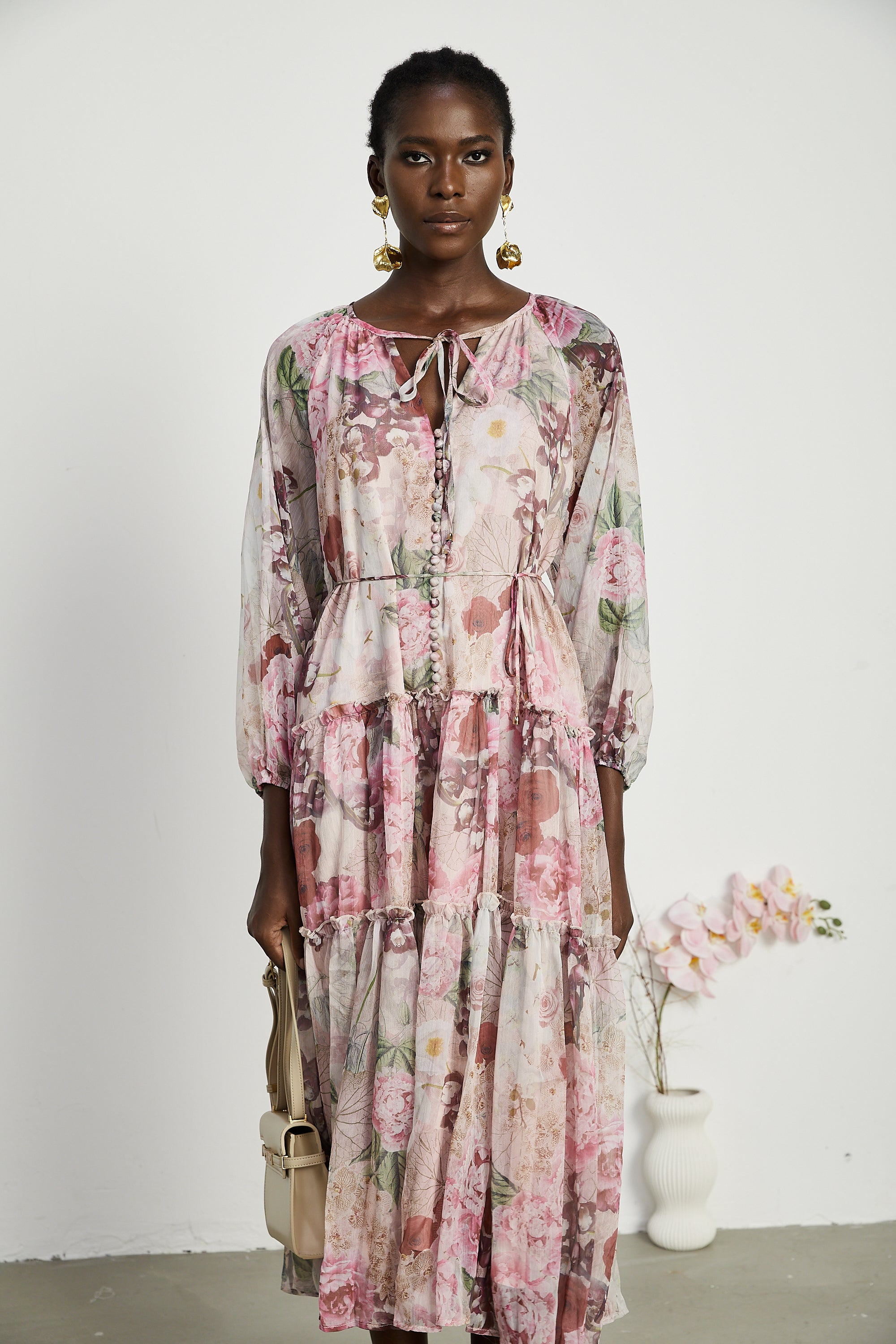 Thérèse pileli midi elbise