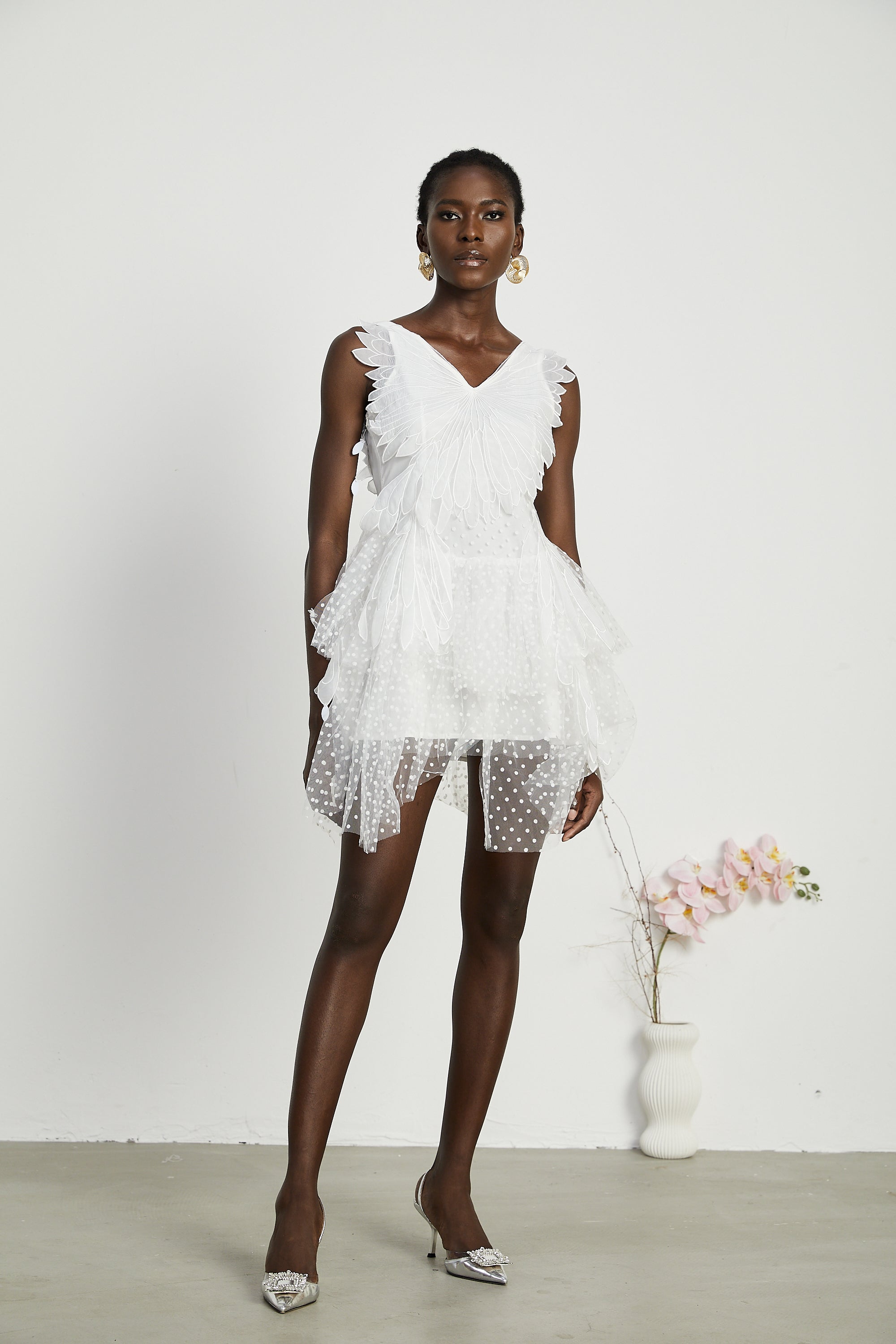 Françoise tüy mini elbise