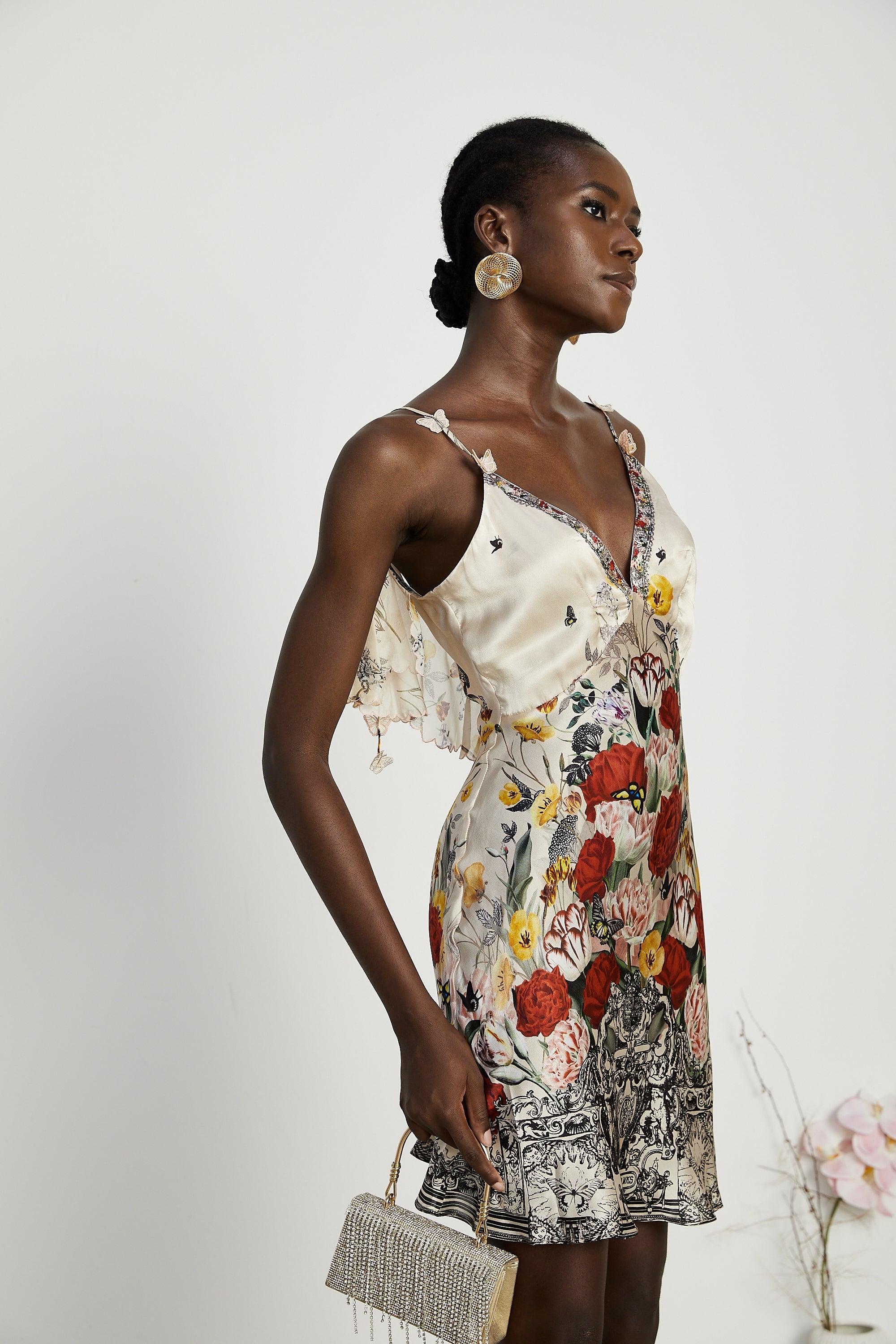 Giada çiçek mini elbise