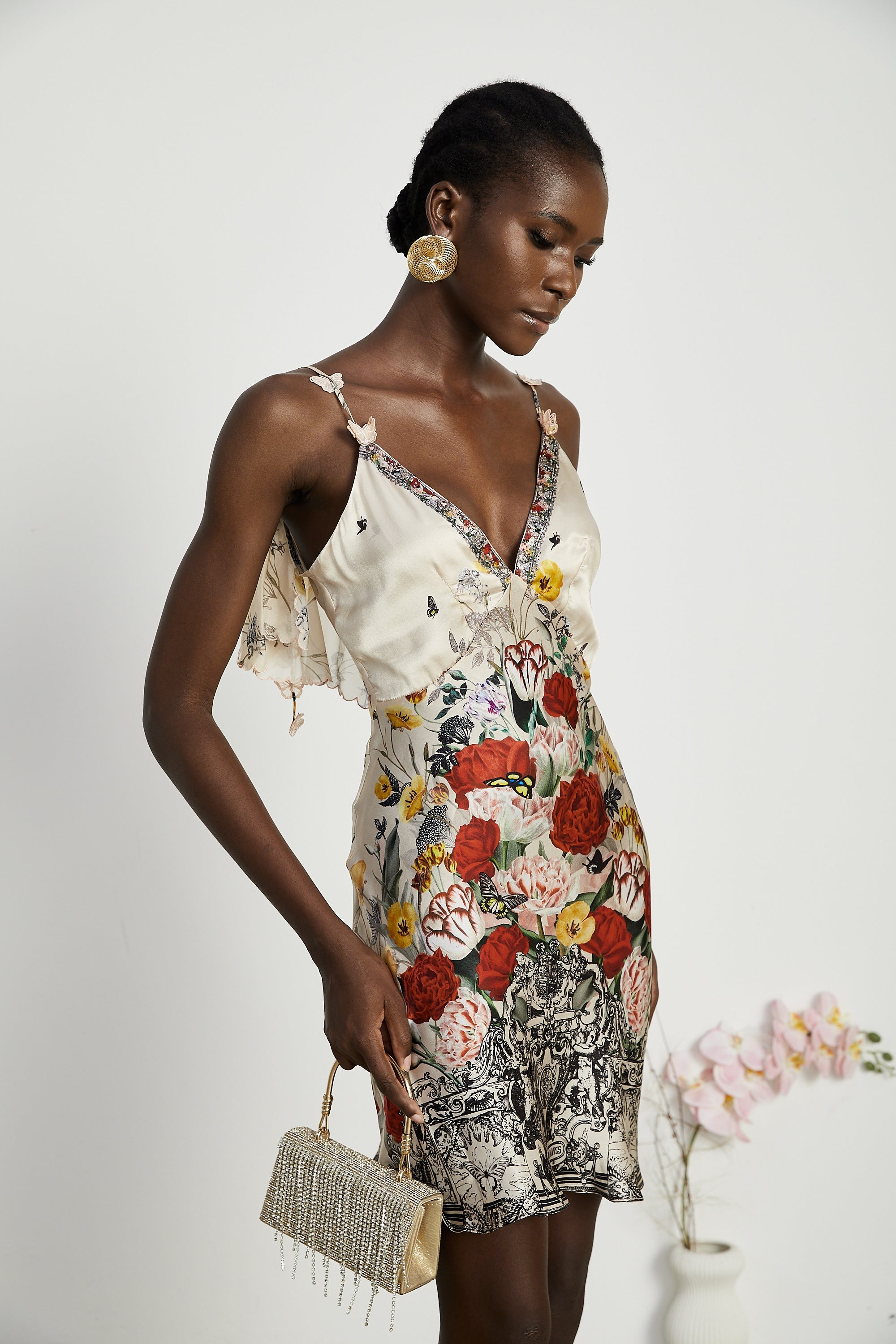 Giada çiçek mini elbise