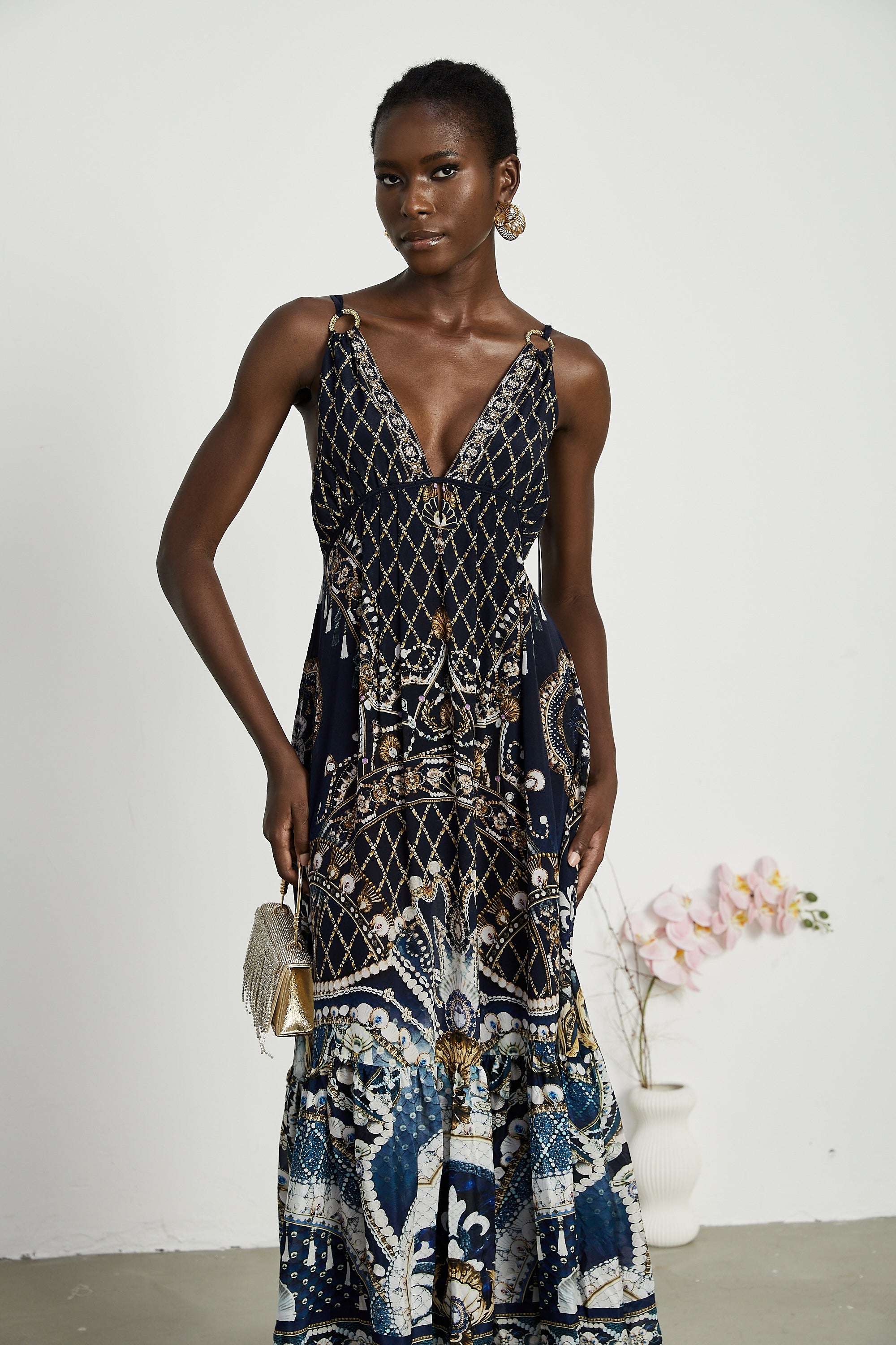 Gabriella grafik maksi elbise