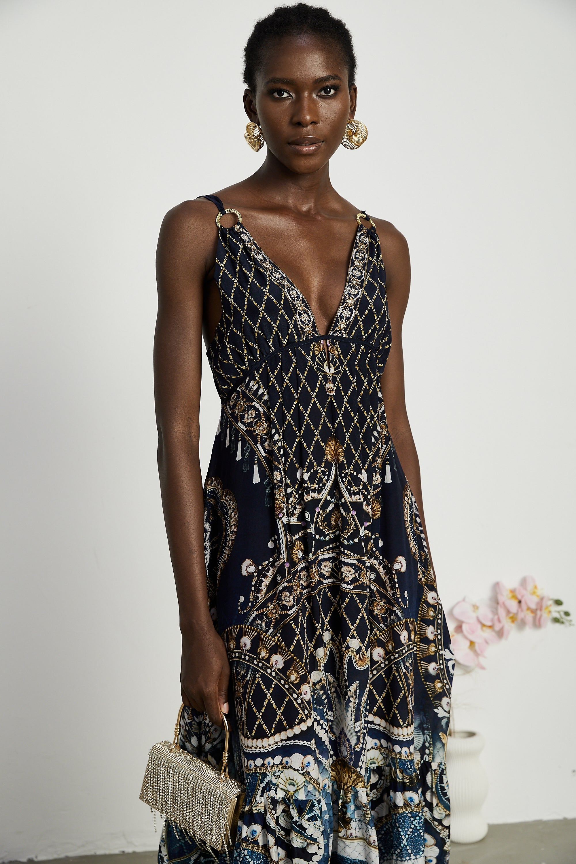 Gabriella grafik maksi elbise