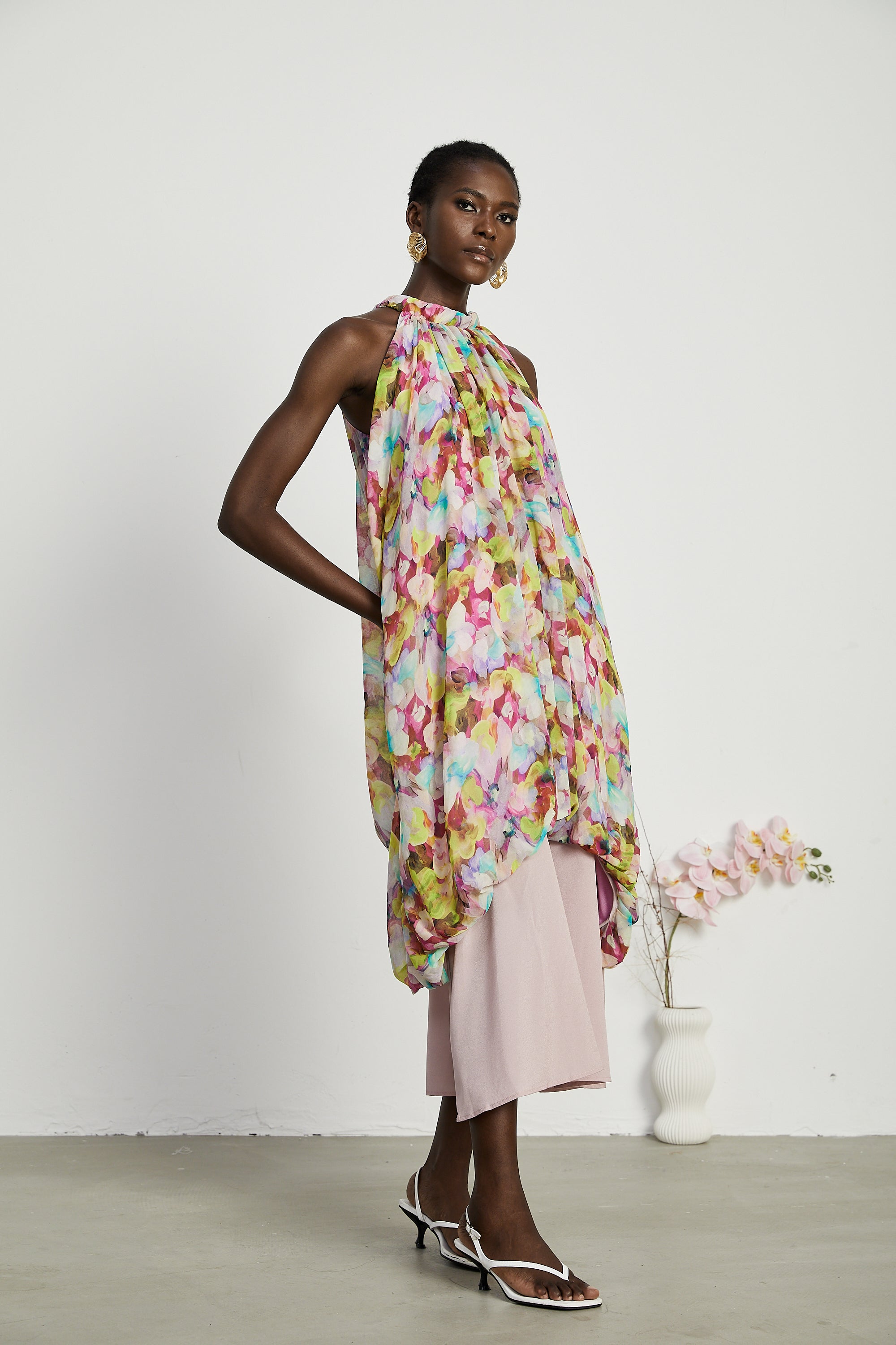 Giada çiçek midi elbise