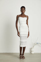 Gaëlle pile midi elbise