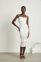 Gaëlle pile midi elbise