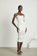 Gaëlle pile midi elbise