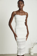 Gaëlle pile midi elbise