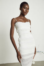 Gaëlle pile midi elbise