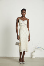 Nalini süslemeli midi elbise