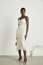 Nalini süslemeli midi elbise