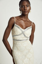 Nalini süslemeli midi elbise