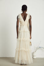 Sophina fırfırlı maksi elbise