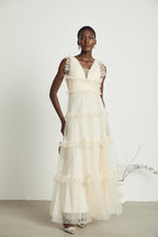 Sophina fırfırlı maksi elbise