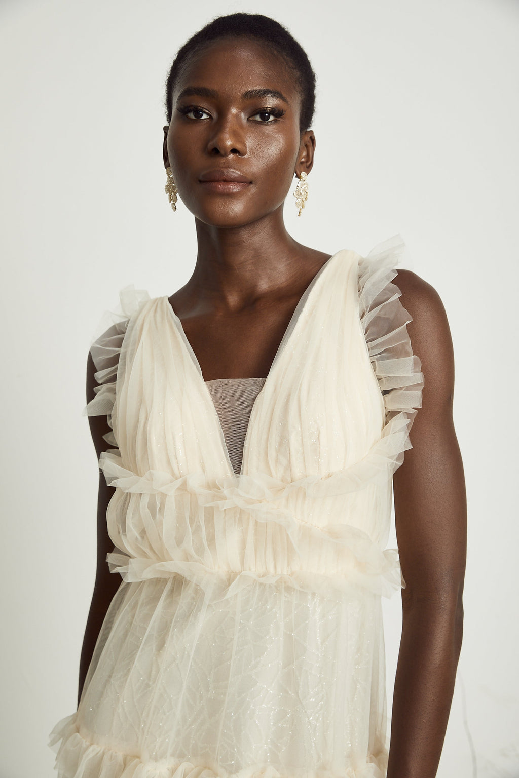 Sophina fırfırlı maksi elbise