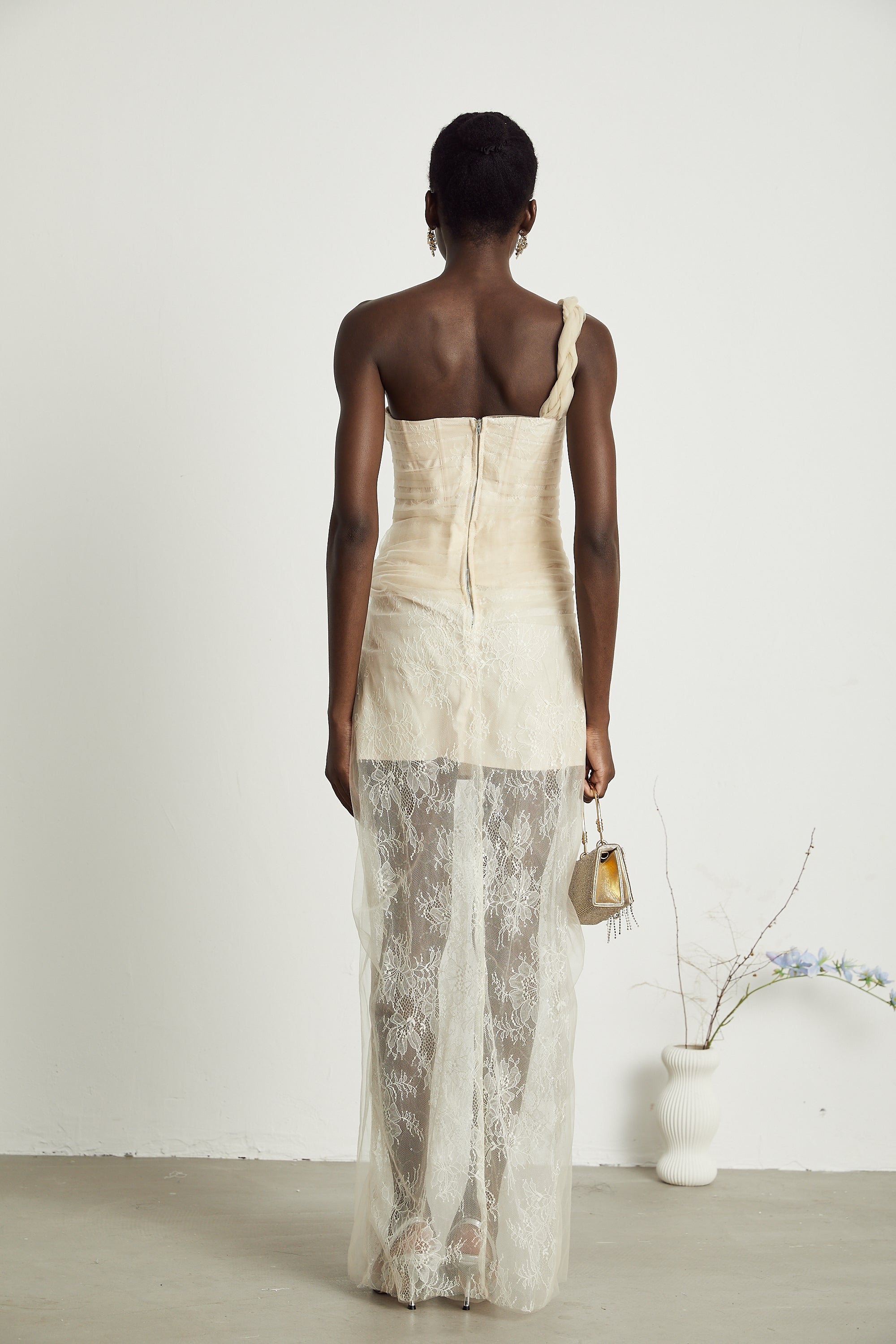 Juno file midi elbise