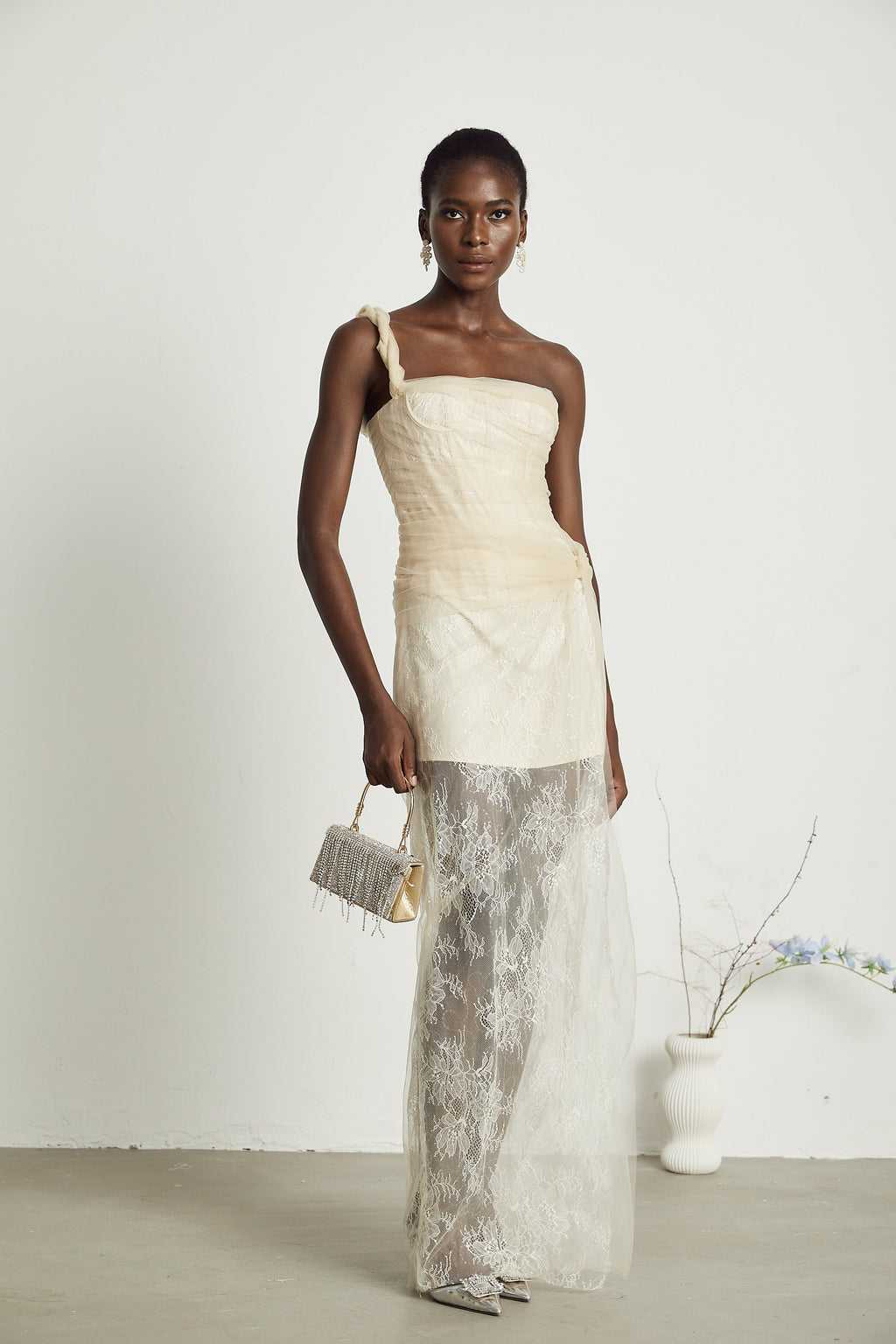 Juno file midi elbise