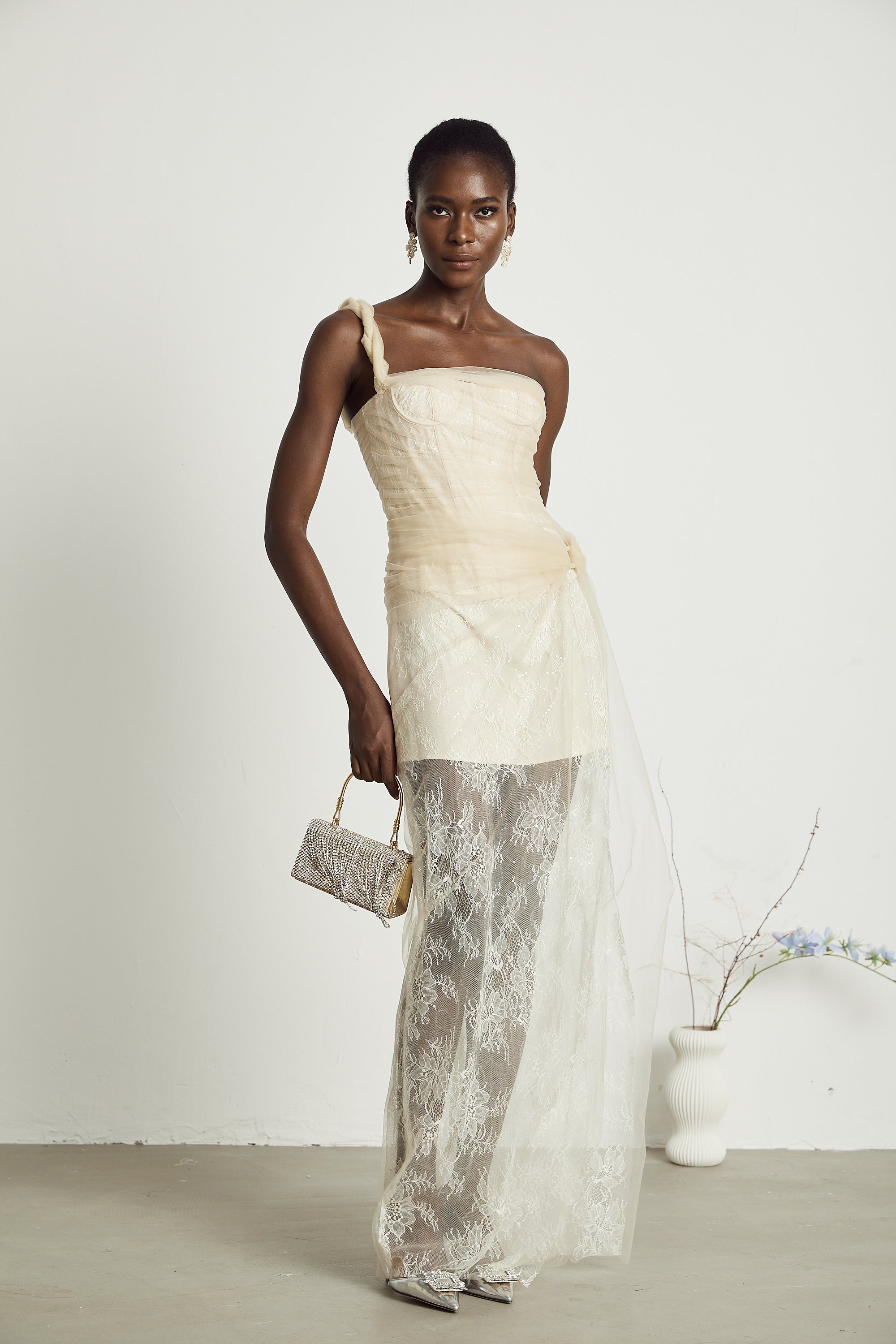 Juno file midi elbise