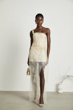 Juno file midi elbise