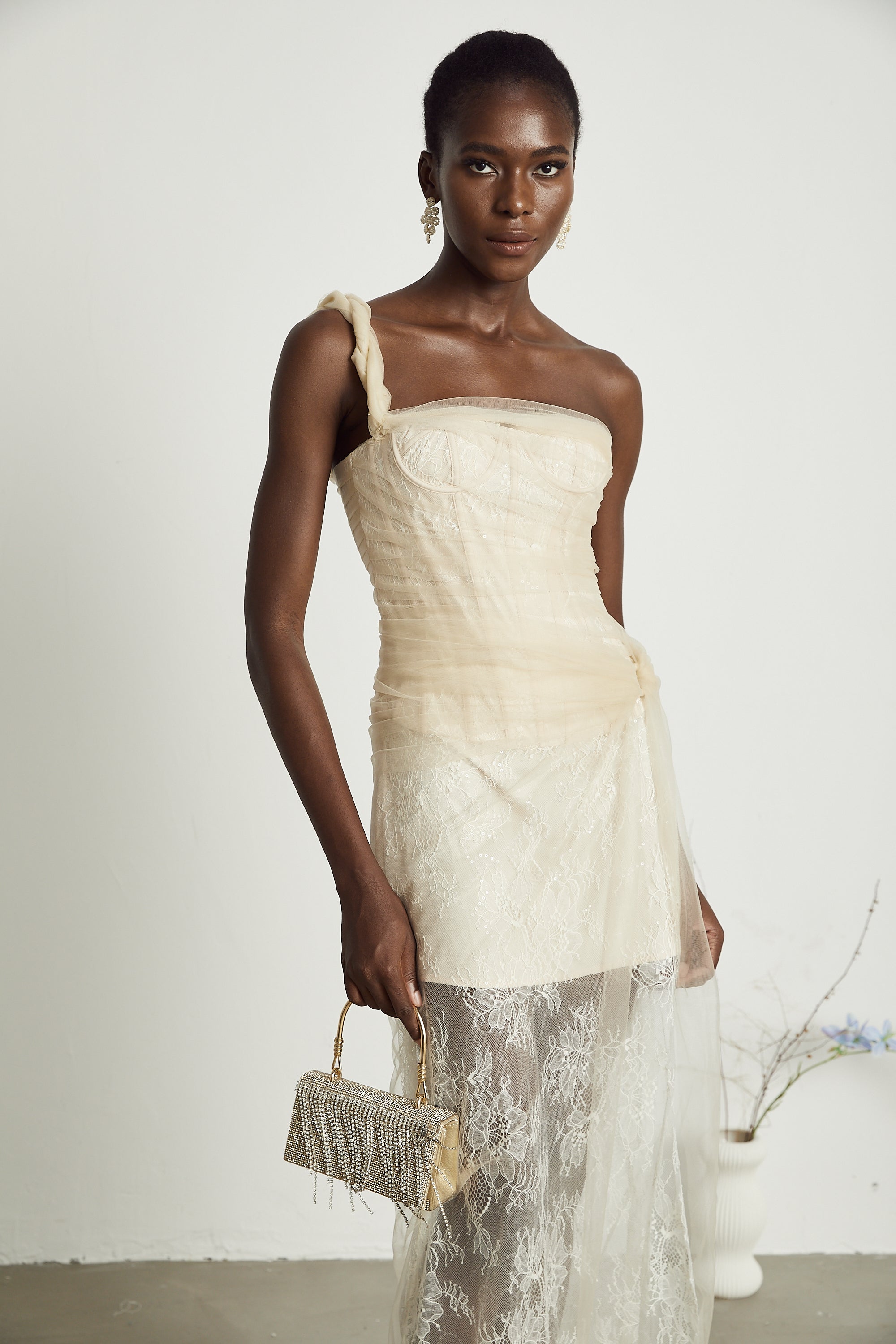 Juno file midi elbise