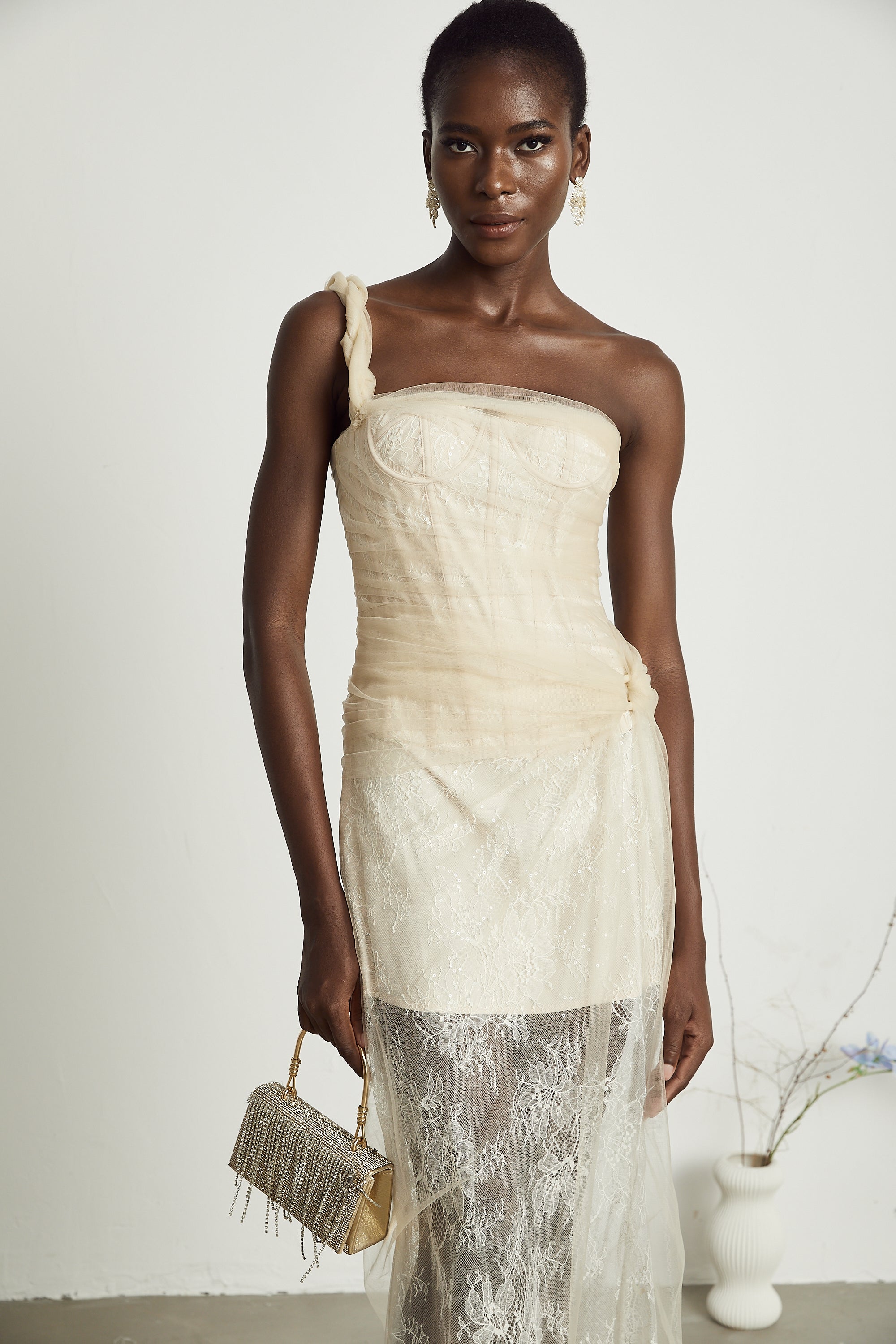 Juno file midi elbise