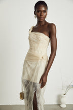 Juno file midi elbise