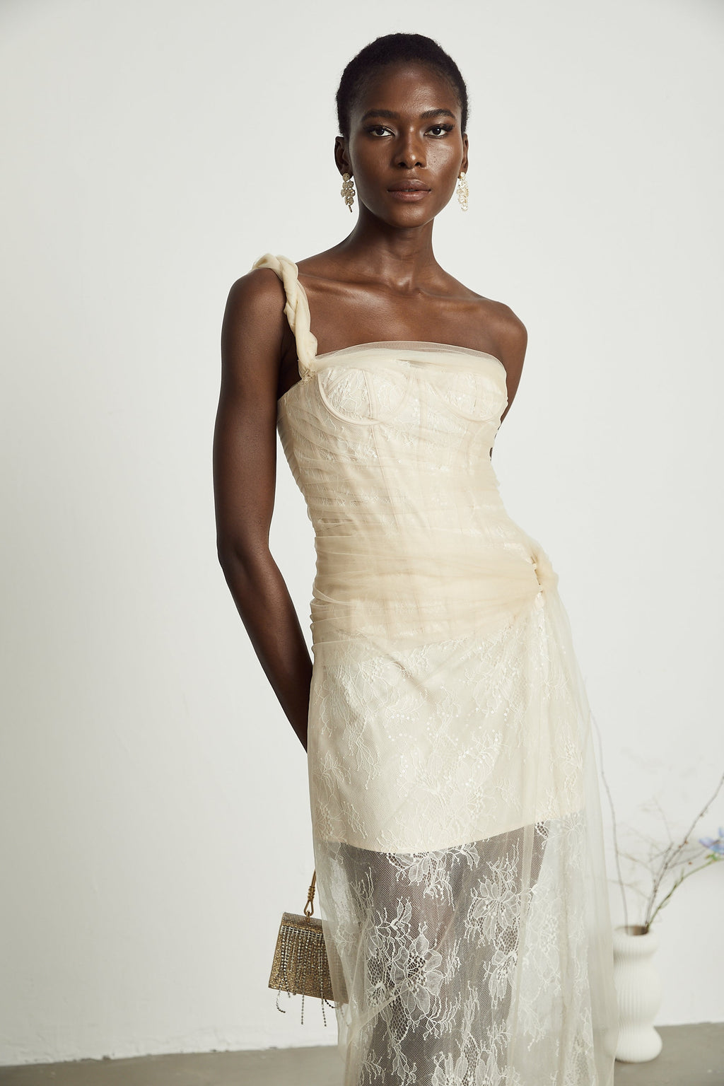 Juno file midi elbise