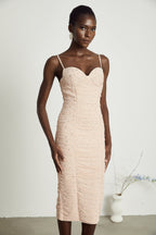 Priscille kristal midi elbise