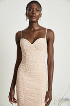 Priscille kristal midi elbise